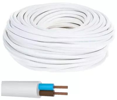 Силовой кабель ПВС 2х1,5 ГОСТ, Еврокабель, (круглый, белый), 35 метров
