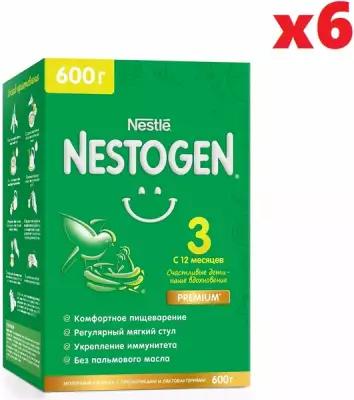 Молочко детское Nestle Nestogen Premium 3, с 12 месяцев, для комфортного пищеварения, 600 г 6 упаковок