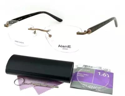 Безободковые очки на винтах ALANIE с футляром мод. 7959 Цвет 4 с акриловыми линзами GLANCE 1.61 HMC/EMI -1.75 РЦ 62-64