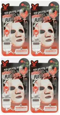 Маска тканевая для лица Elizavecca Power Ringer Red Ginseng Deep омолаживающая 23 г, 4 упаковки
