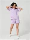 Костюм, футболка и шорты, силуэт прямой, карманы, размер 42-44, фиолетовый