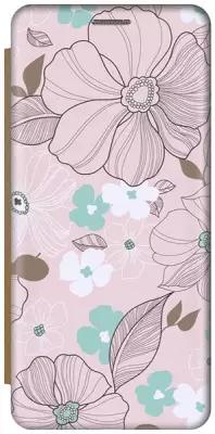 Чехол-книжка Розовые цветы на Samsung Galaxy S20 / Самсунг С20 золотой