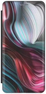 Чехол-книжка Разноцветные изгибы на Huawei Y6P / Хуавей У6Р черный