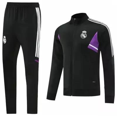 Костюм спортивный "Реал Мадрид" взрослый, черно-белый-фиолет (XL / черный / белый / 52)